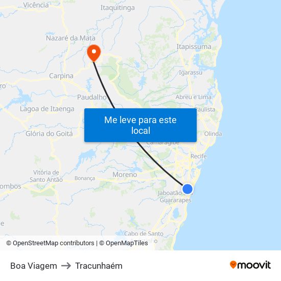 Boa Viagem to Tracunhaém map