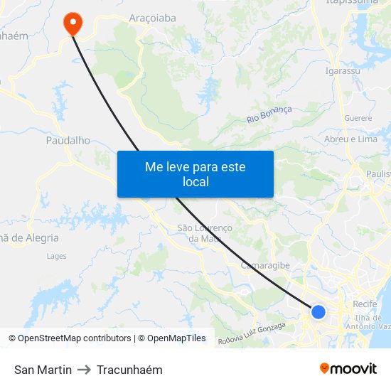 San Martin to Tracunhaém map