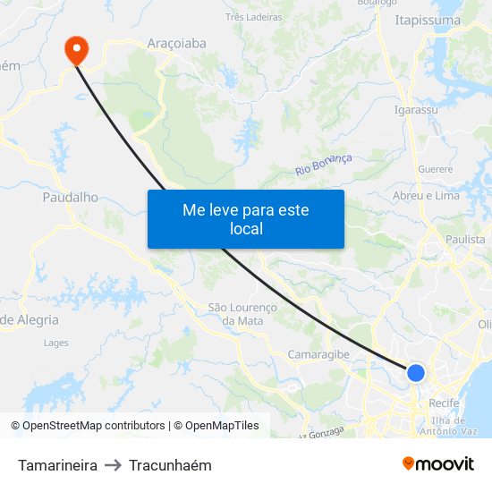 Tamarineira to Tracunhaém map