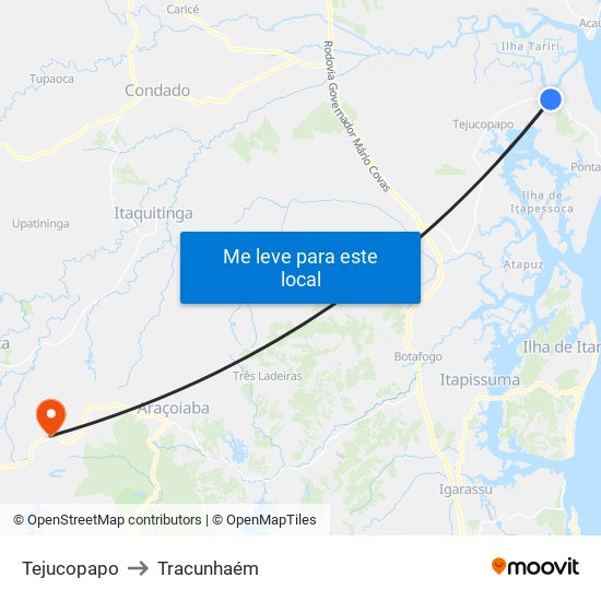 Tejucopapo to Tracunhaém map