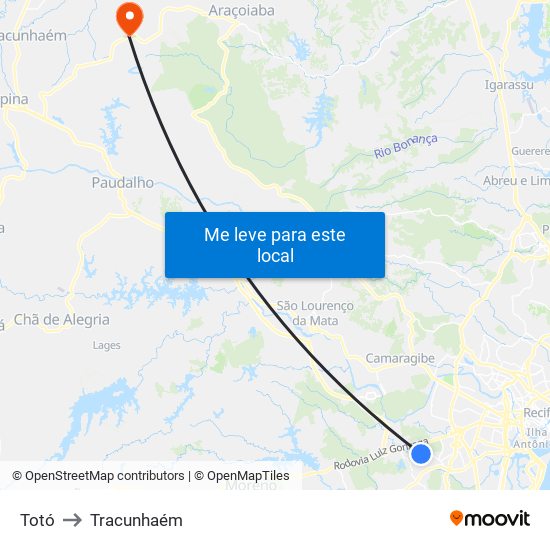 Totó to Tracunhaém map