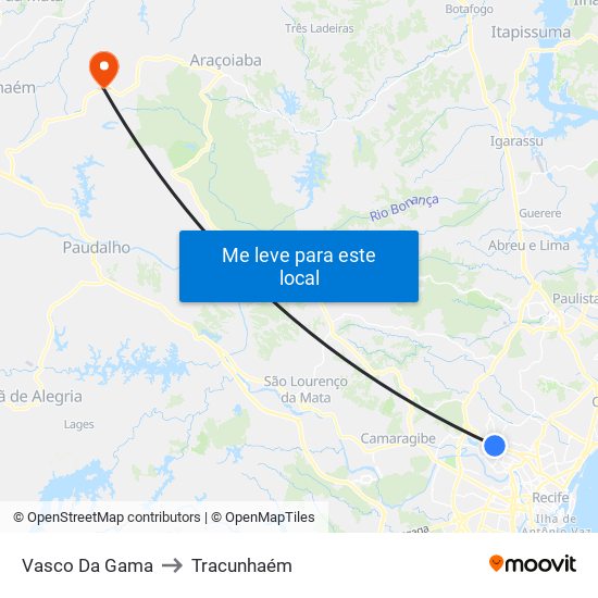 Vasco Da Gama to Tracunhaém map