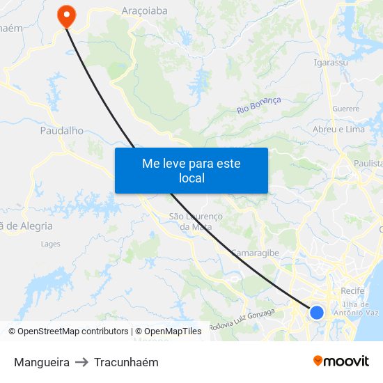 Mangueira to Tracunhaém map