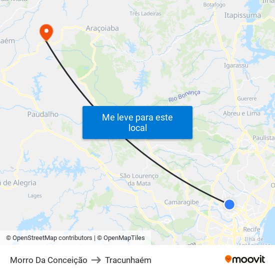 Morro Da Conceição to Tracunhaém map