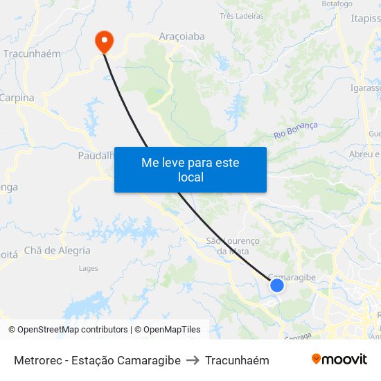 Metrorec - Estação Camaragibe to Tracunhaém map