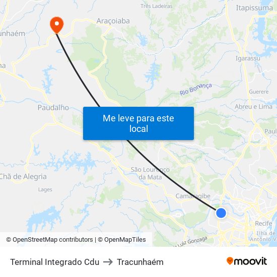 Terminal Integrado Cdu to Tracunhaém map