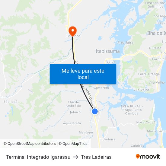 Terminal Integrado Igarassu to Tres Ladeiras map