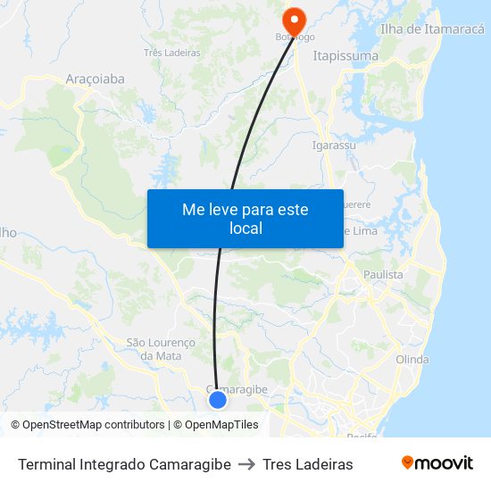 Terminal Integrado Camaragibe to Tres Ladeiras map