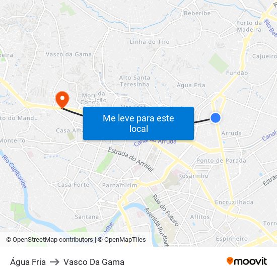 Água Fria to Vasco Da Gama map