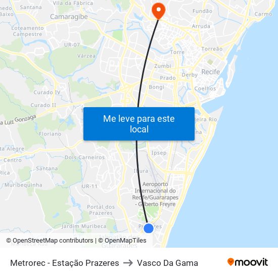 Metrorec - Estação Prazeres to Vasco Da Gama map