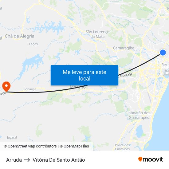 Arruda to Vitória De Santo Antão map
