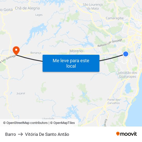 Barro to Vitória De Santo Antão map