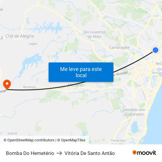 Bomba Do Hemetério to Vitória De Santo Antão map