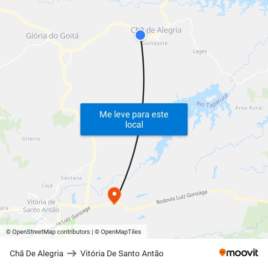 Chã De Alegria to Vitória De Santo Antão map