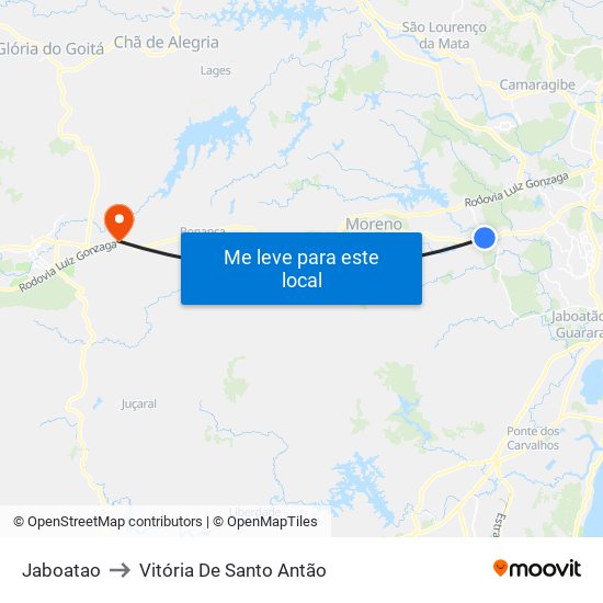 Jaboatao to Vitória De Santo Antão map