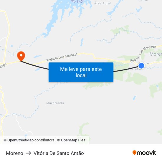 Moreno to Vitória De Santo Antão map