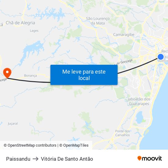 Paissandu to Vitória De Santo Antão map