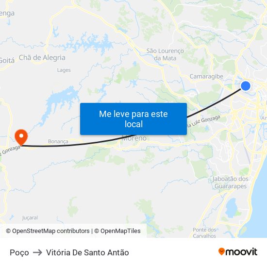 Poço to Vitória De Santo Antão map
