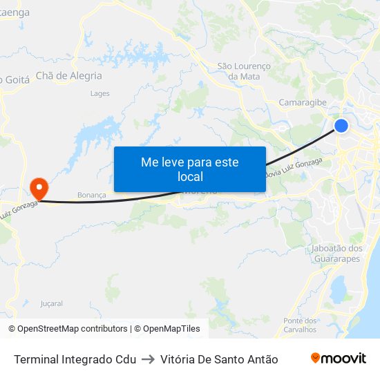 Terminal Integrado Cdu to Vitória De Santo Antão map