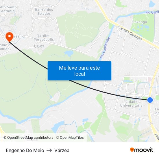 Engenho Do Meio to Várzea map