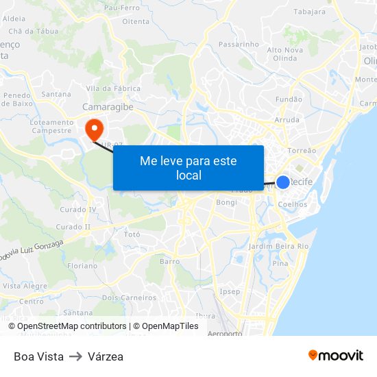 Boa Vista to Várzea map