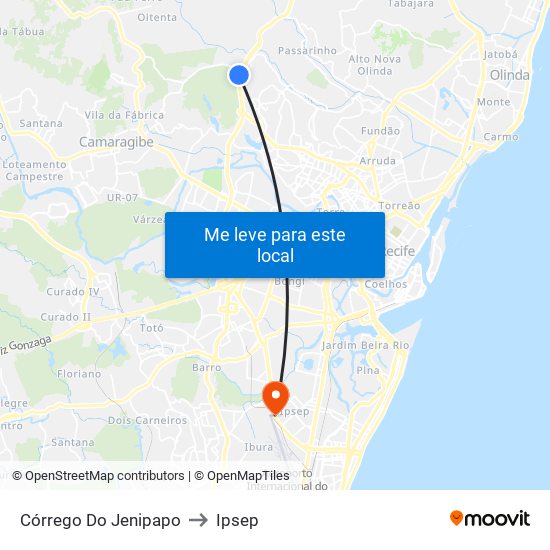 Córrego Do Jenipapo to Ipsep map
