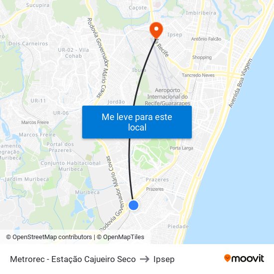 Metrorec - Estação Cajueiro Seco to Ipsep map