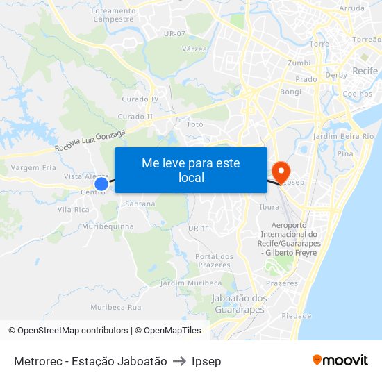 Metrorec - Estação Jaboatão to Ipsep map
