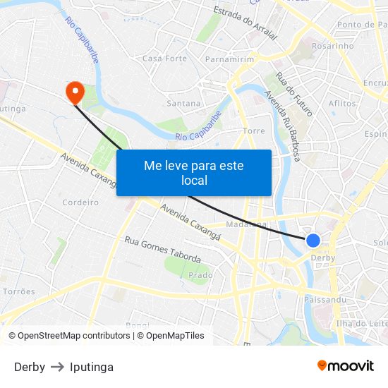 Derby to Iputinga map