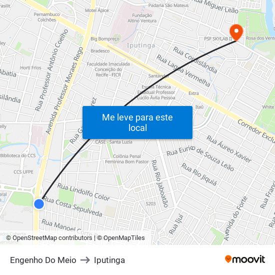 Engenho Do Meio to Iputinga map