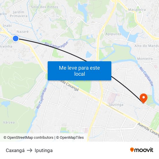 Caxangá to Iputinga map