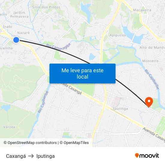 Caxangá to Iputinga map