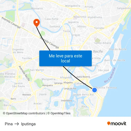 Pina to Iputinga map