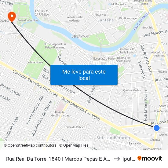 Rua Real Da Torre, 1840 | Marcos Peças E Acessórios (Pista Central) to Iputinga map