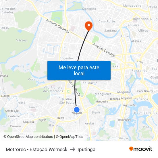 Metrorec - Estação Werneck to Iputinga map