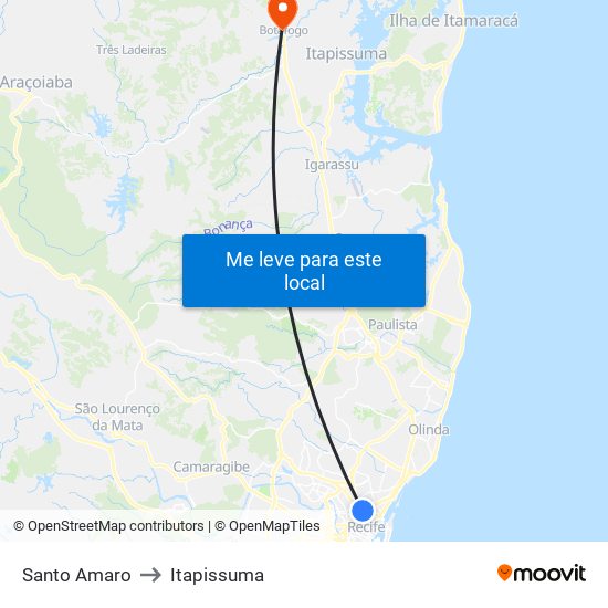 Santo Amaro to Itapissuma map