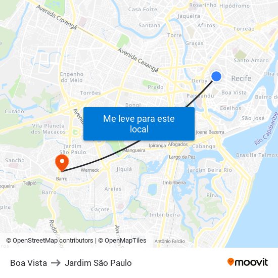 Boa Vista to Jardim São Paulo map