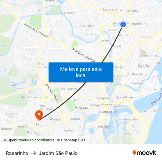 Rosarinho to Jardim São Paulo map