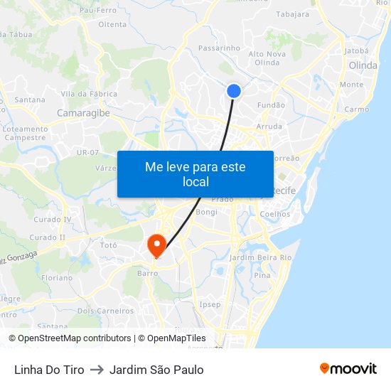 Linha Do Tiro to Jardim São Paulo map
