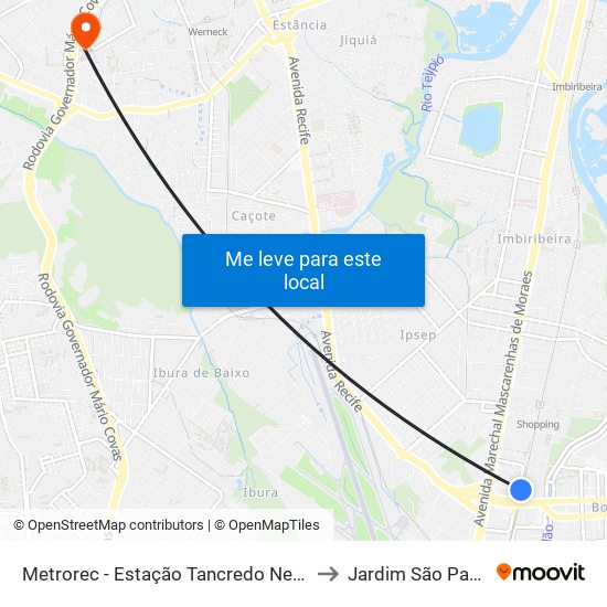 Metrorec - Estação Tancredo Neves to Jardim São Paulo map