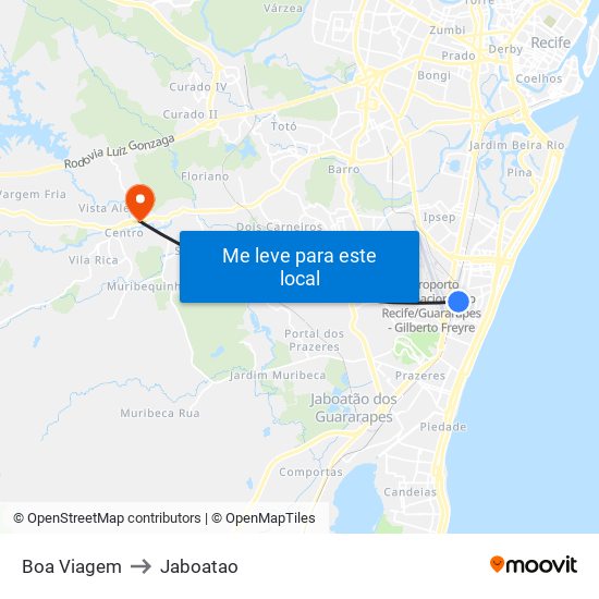 Boa Viagem to Jaboatao map