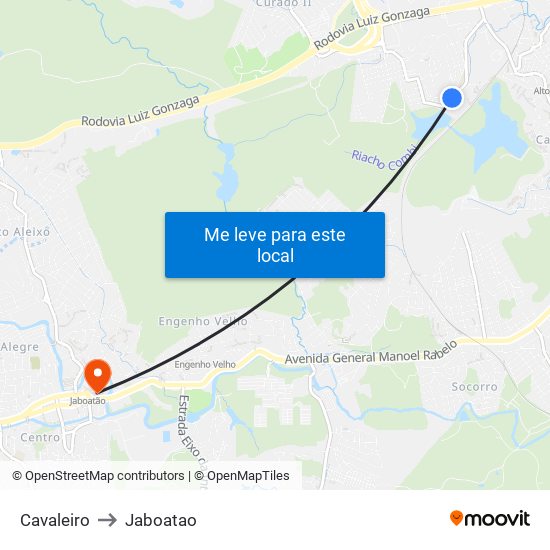 Cavaleiro to Jaboatao map