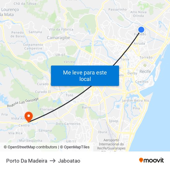 Porto Da Madeira to Jaboatao map