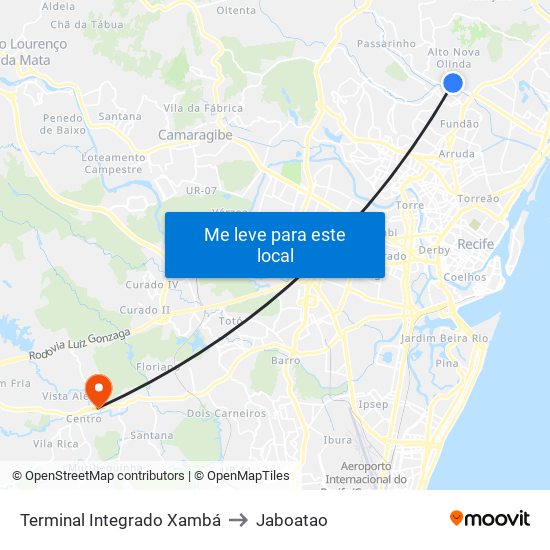 Terminal Integrado Xambá to Jaboatao map