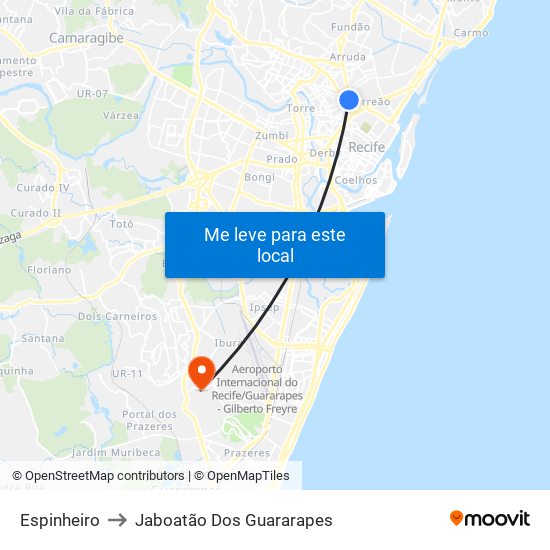 Espinheiro to Jaboatão Dos Guararapes map