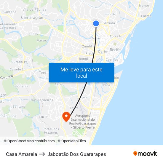 Casa Amarela to Jaboatão Dos Guararapes map