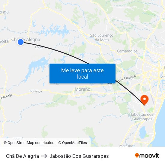 Chã De Alegria to Jaboatão Dos Guararapes map