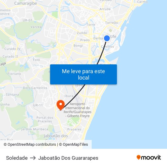Soledade to Jaboatão Dos Guararapes map