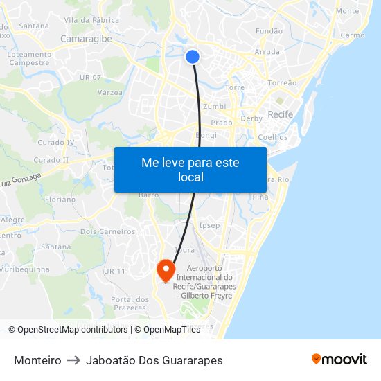 Monteiro to Jaboatão Dos Guararapes map