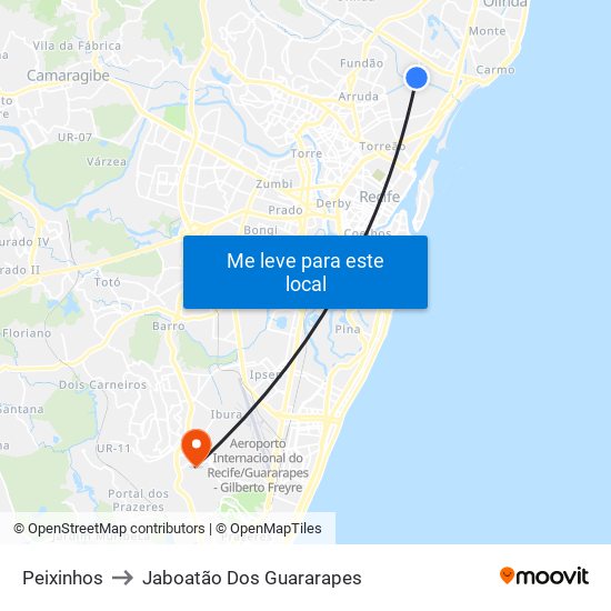 Peixinhos to Jaboatão Dos Guararapes map